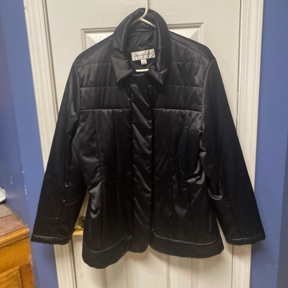 Jones New York women puffer style jacket coat black size L